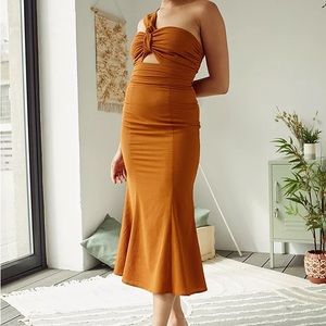 Finders Keepers Midi Terracotta Dress